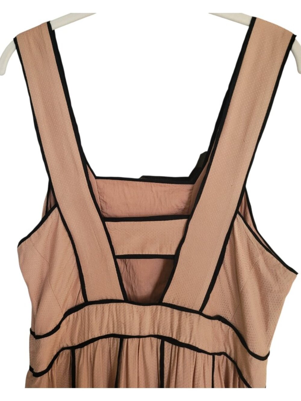 Anthropologie Square Neck Modal Maxi Dress Contrast Piping Pockets Size 10 Modal - Picture 7 of 16